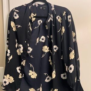 NWOT Navy and Cream Women's Top